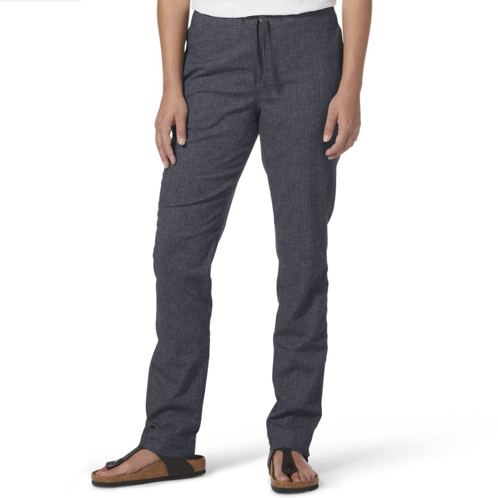 ROYAL ROBBINS' Women's EUC Hempline Tie Pants Striped Navy | Size 8